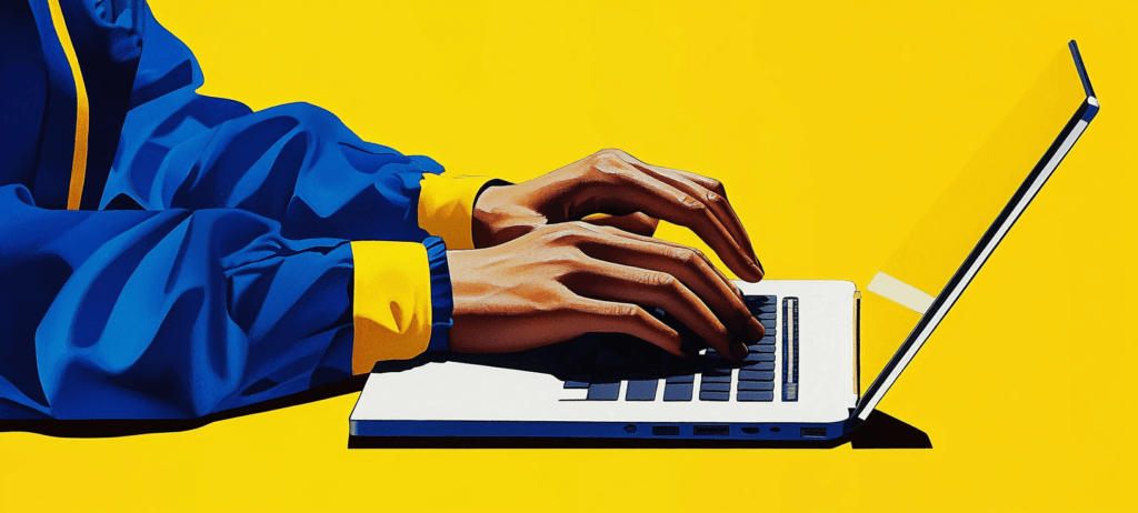 A person typing on a keyboard